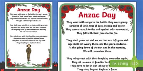 anzac day poems for primary school students